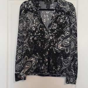 Long sleeve paisley blouse